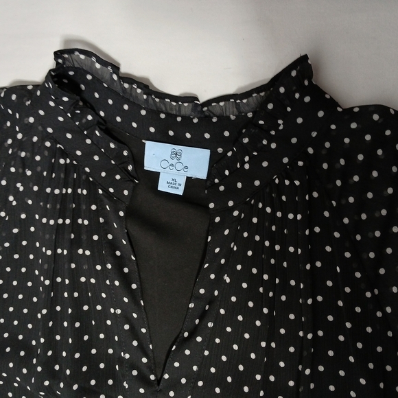 CeCe Puff Sleeve Sheer Lined Babydoll Dress. NWT Size XL - Picture 5 of 6